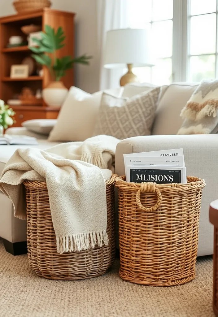 16 Minimalist Decor Tips That Will Declutter Your Life and Mind! - 7. Organize with Baskets