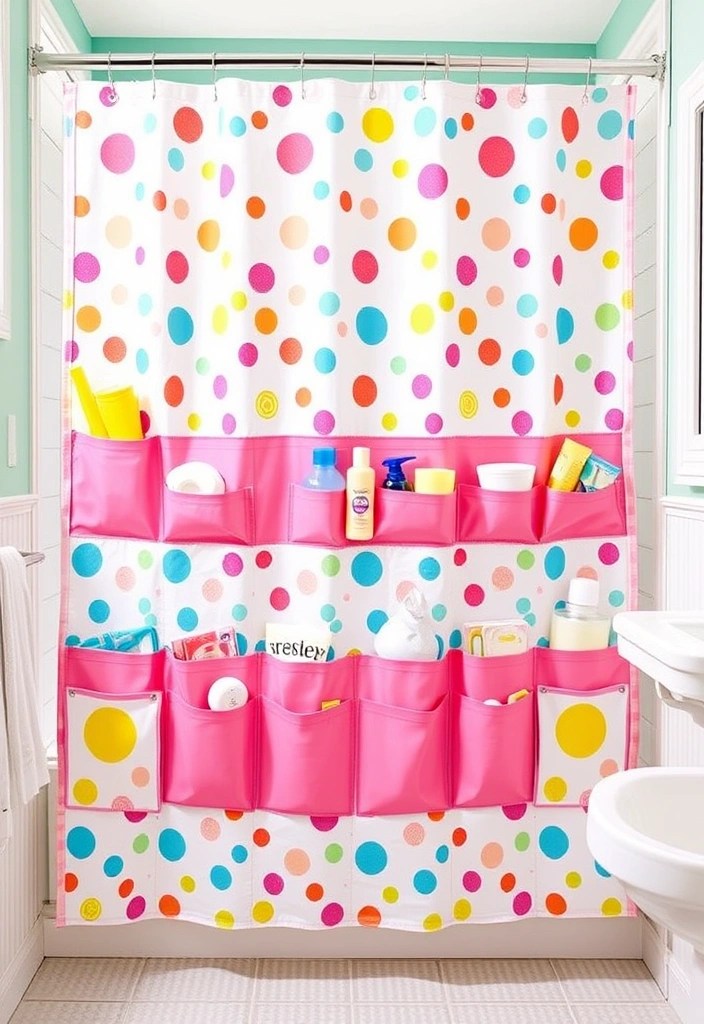 16 Smart Bathroom Accessories That Will Organize Your Small Space (You’ll Wish You Found #11 Sooner!) - 10. Shower Curtain with Pockets
