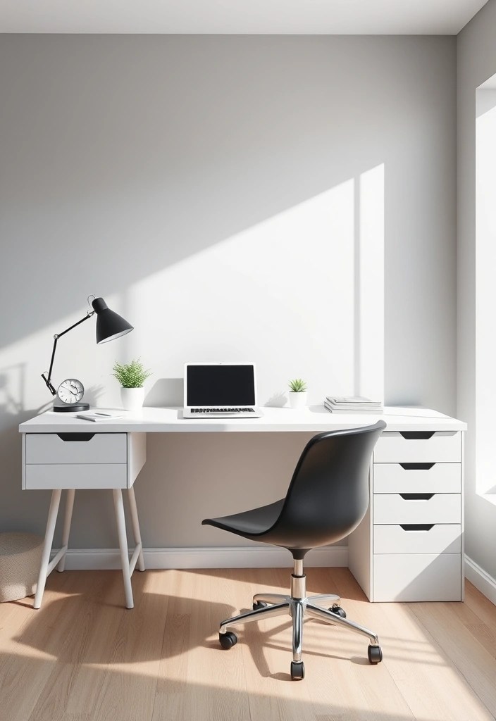 17 Home Office Setups That'll Boost Your Productivity and Style! - 1. Minimalist Marvel: Less is More