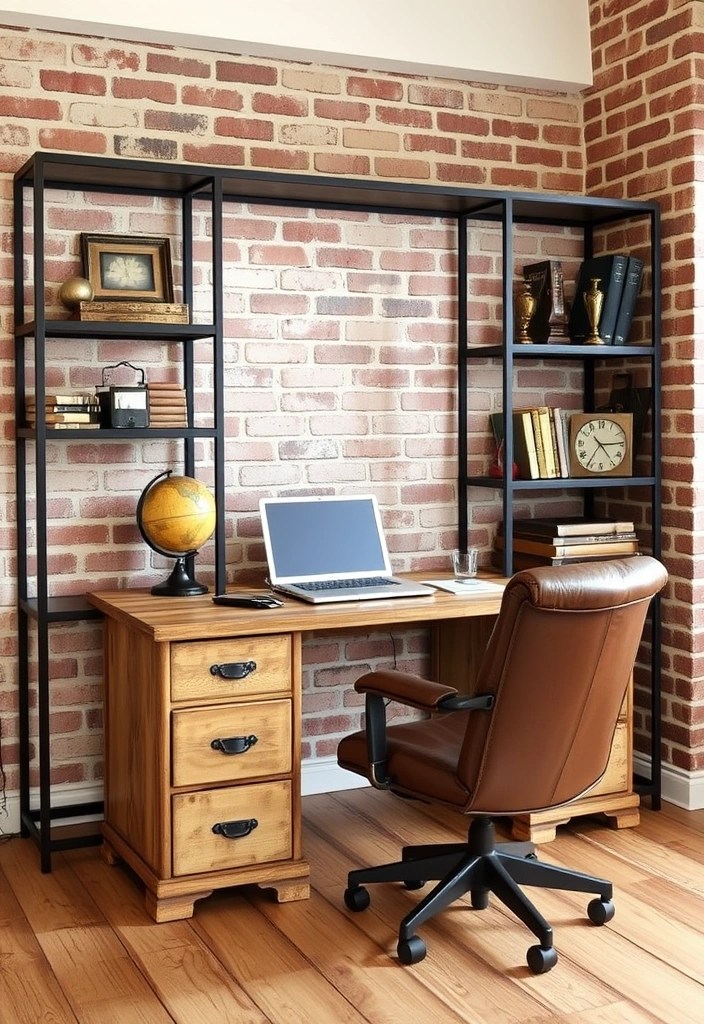17 Home Office Setups That'll Boost Your Productivity and Style! - 4. Industrial Chic: Urban Vibes