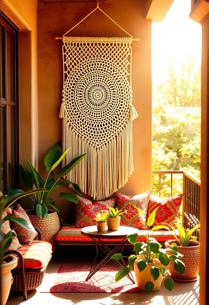 19 Patio Decor Ideas That'll Make Summer Feel Like a Dream (Goodbye, Boring Spaces!) - 1. Bohemian Vibes with Macramé Hangings