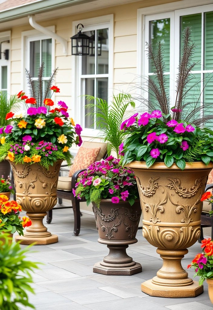 19 Patio Decor Ideas That'll Make Summer Feel Like a Dream (Goodbye, Boring Spaces!) - 11. Statement Planters