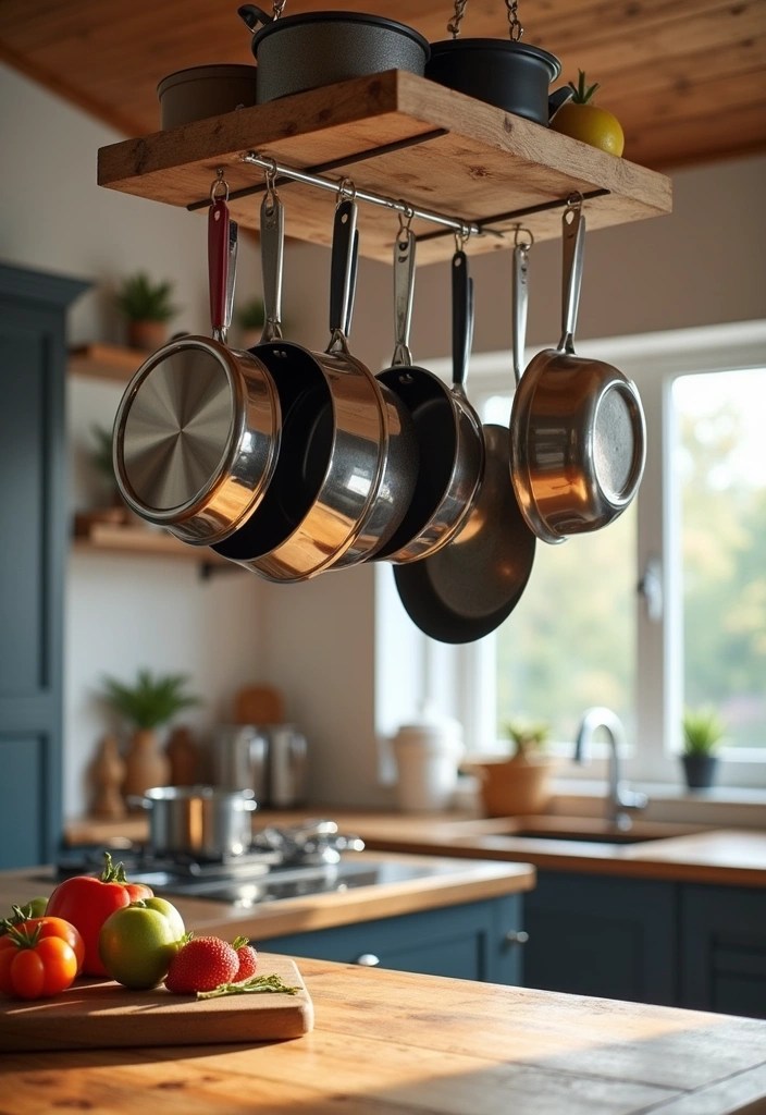 15 Kitchen Organization Hacks That'll Change Your Cooking Game Forever! - 5. Hanging Pot Rack
