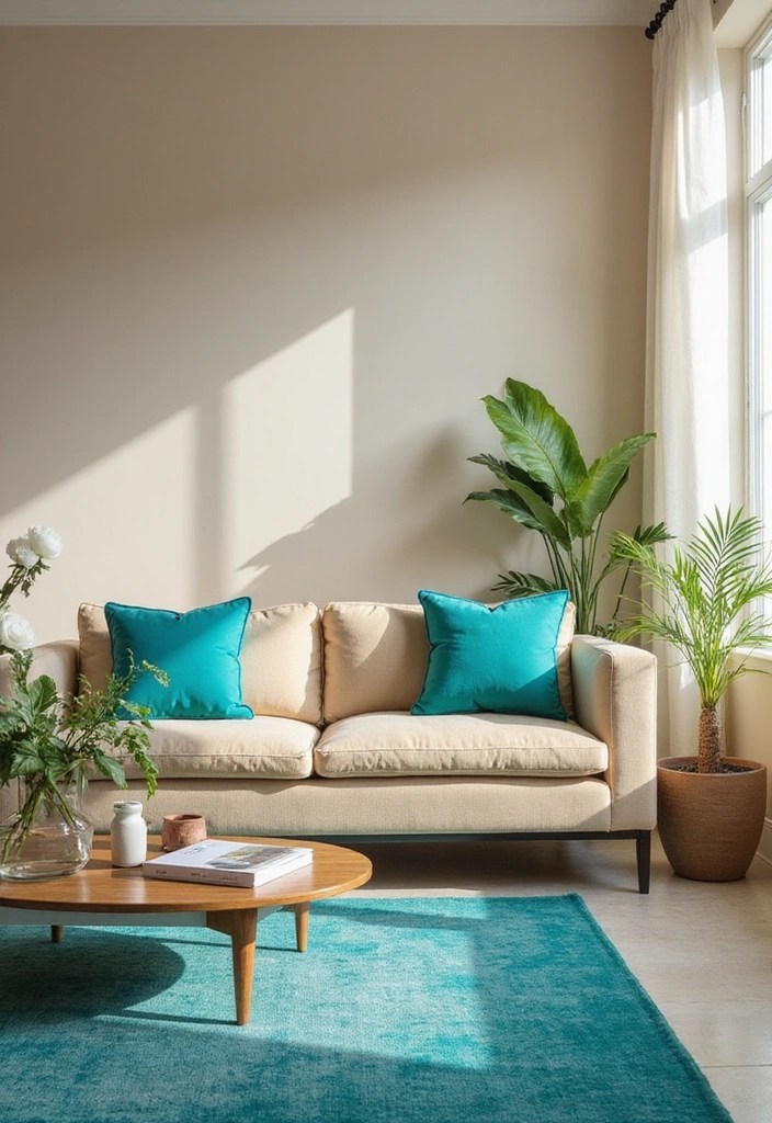 19 Bold Color Combinations That'll Make Your Home Pop (Number 5 Will Surprise You!) - 17. Soft Beige and Bold Teal