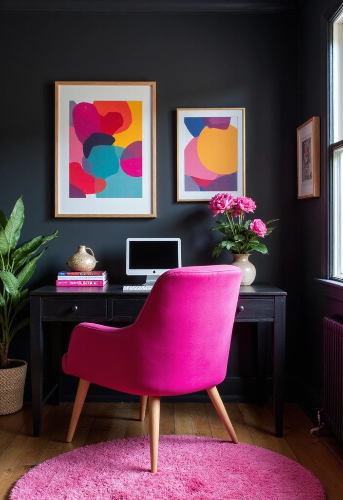 19 Bold Color Combinations That'll Make Your Home Pop (Number 5 Will Surprise You!) - 5. Bold Black and Bright Pink