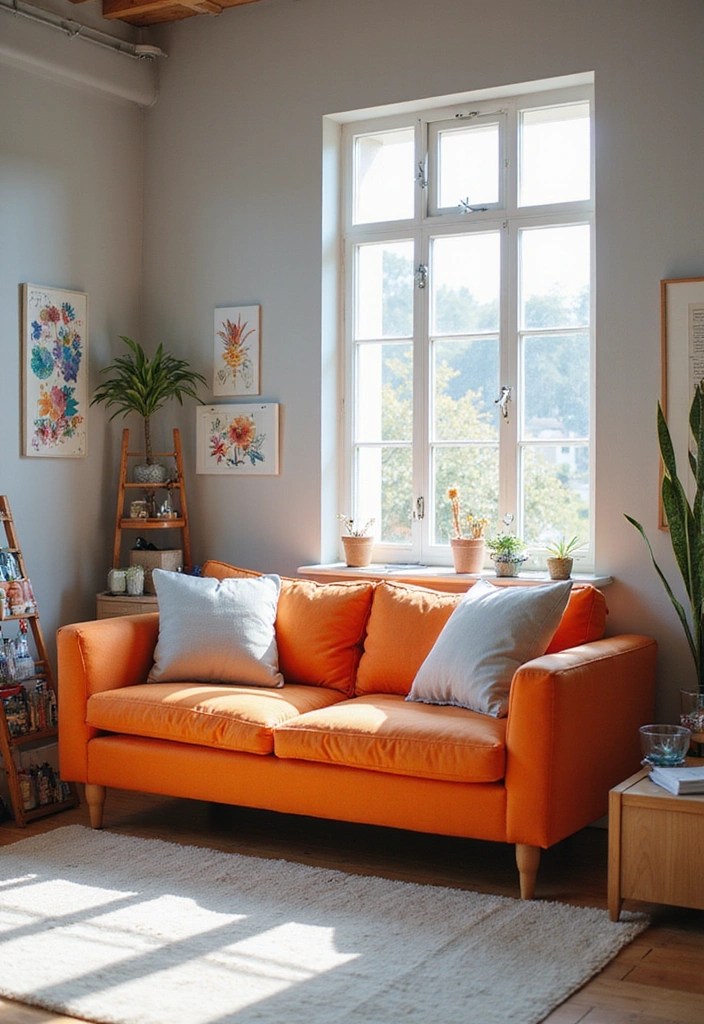 19 Bold Color Combinations That'll Make Your Home Pop (Number 5 Will Surprise You!) - 6. Bright Orange and Light Gray