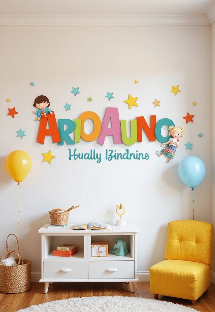 22 Fun Kids' Room Ideas That'll Make Their Space a Dream Come True! - 14. Personalized Name Wall