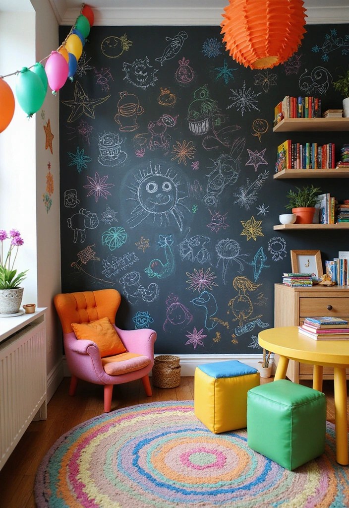 22 Fun Kids' Room Ideas That'll Make Their Space a Dream Come True! - 2. Colorful Chalkboard Walls