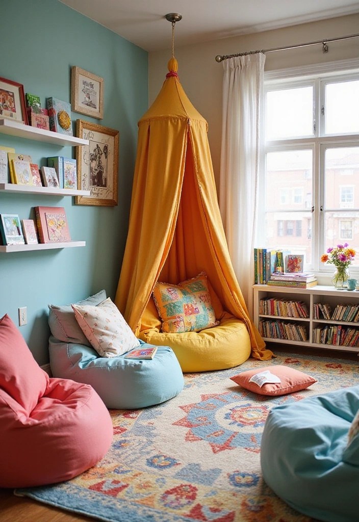 22 Fun Kids' Room Ideas That'll Make Their Space a Dream Come True! - 4. Playful Reading Nook